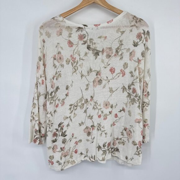 J. Jill Womens Floral Print Sweater 3/4 Sleeve Linen Blend Size Large lagenlook - Picture 12 of 12